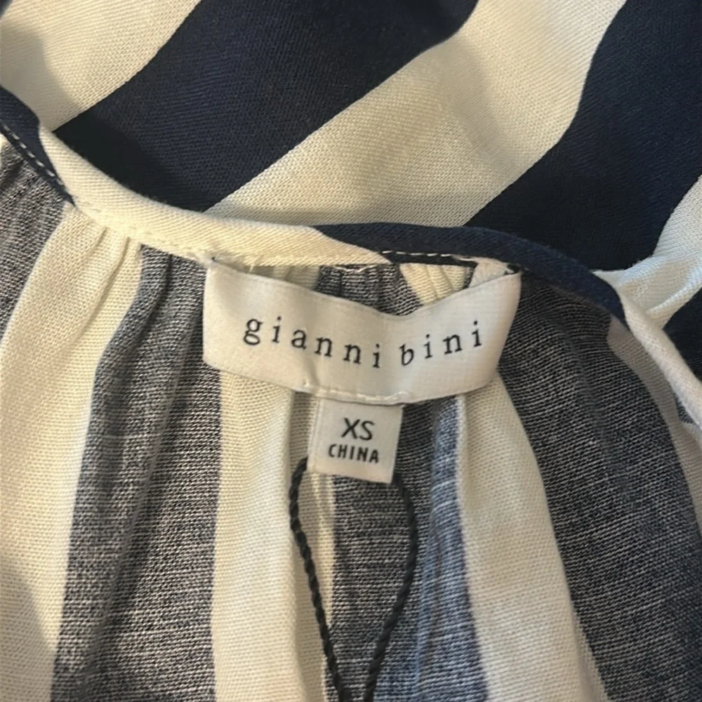 Gianni Bini Women’s Navy & White Striped Sundress Dress Rope Belt Size XS NWT - Picture 8 of 11